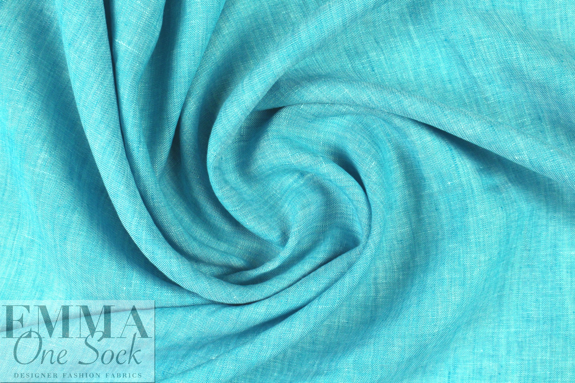 fine quality cross dye linen - turquoise/white 1 yard