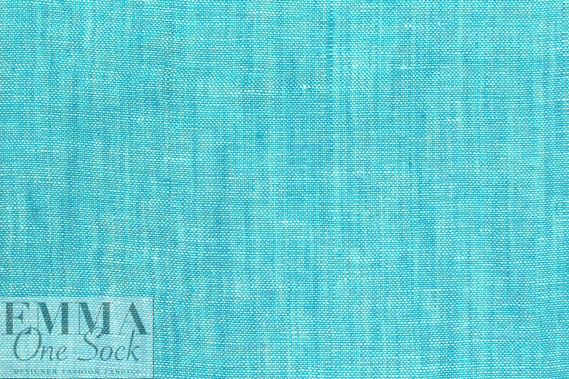 fine quality cross dye linen - turquoise/white 1 yard