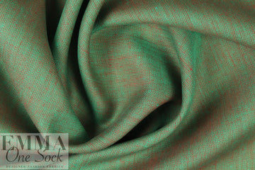 European medium weight linen twill woven - green/bittersweet 2.375 yd
