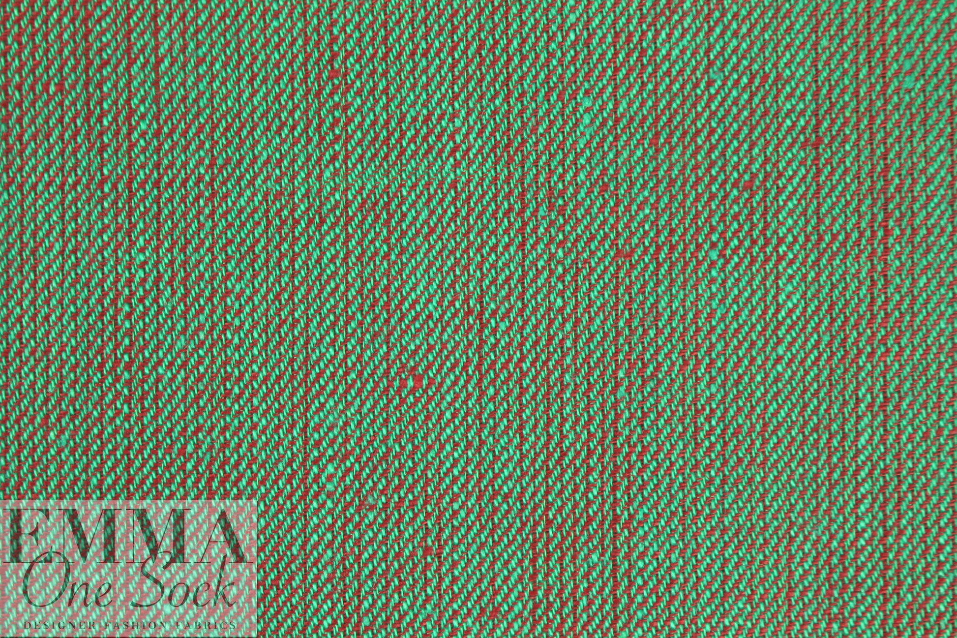 European medium weight linen twill woven - green/bittersweet