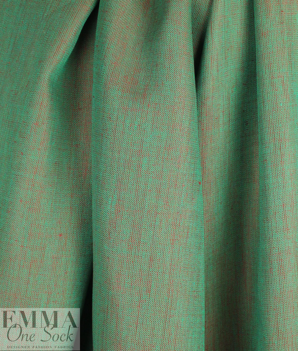 European medium weight linen twill woven - green/bittersweet