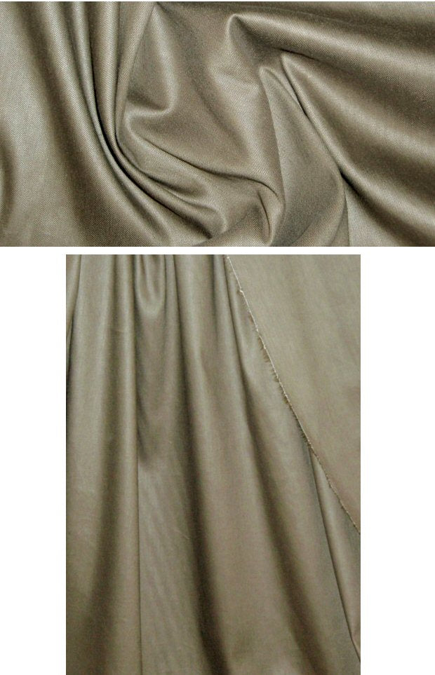 The0ry linen blend stretch twill sateen - army green 1.5 yds