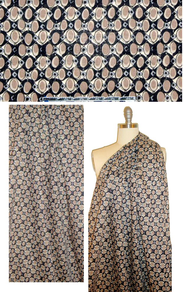 Italian navy/taupe/ivory graphic cotton/linen