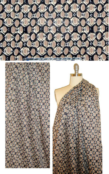 Italian navy/taupe/ivory graphic cotton/linen