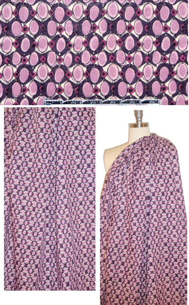Italian plum/magenta/lilac graphic cotton/linen 1.375 yds