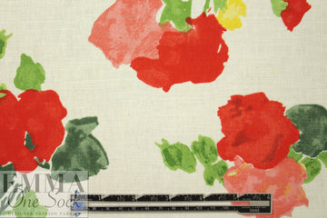 Italian stylized floral linen/cotton woven