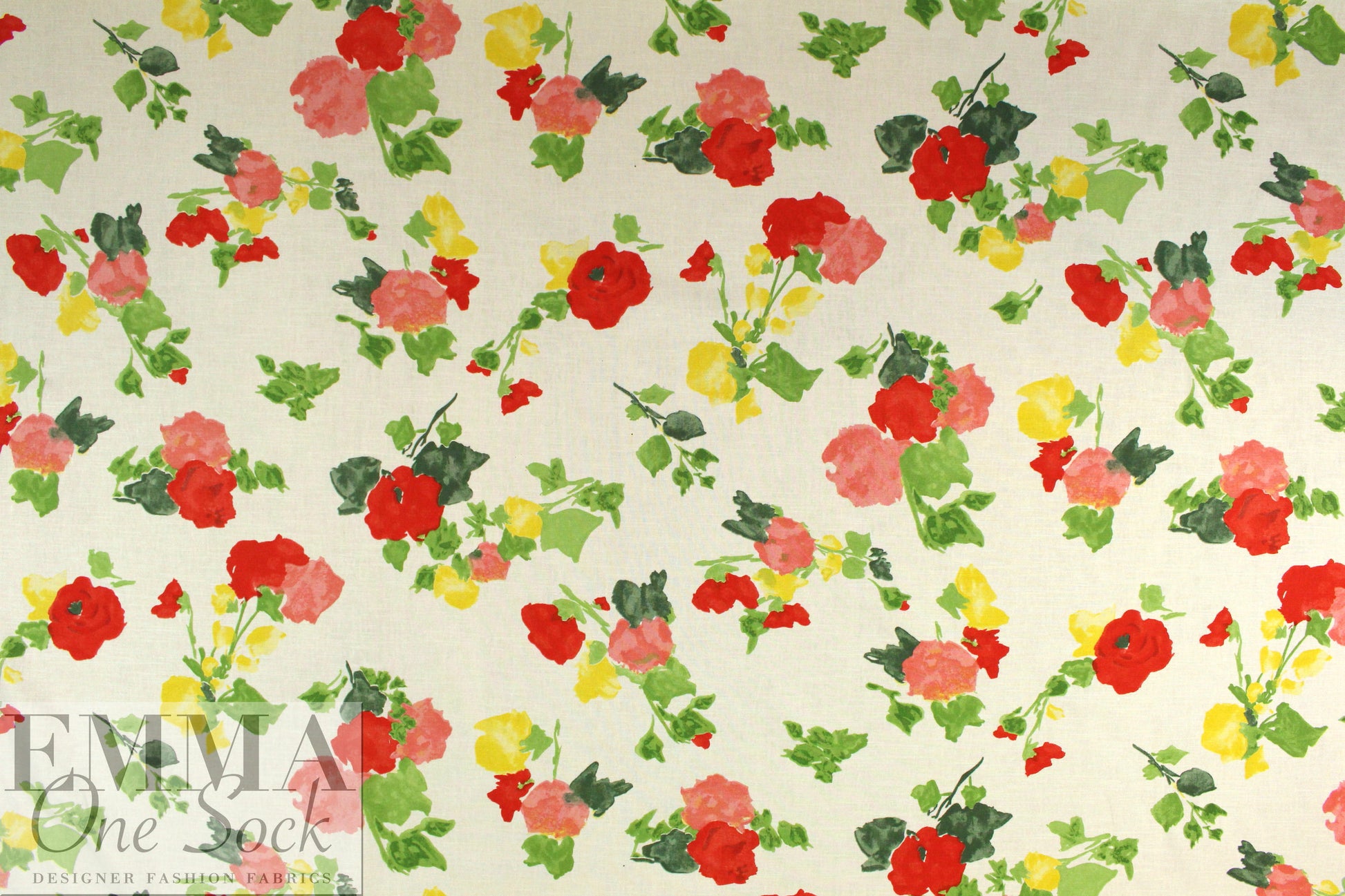 Italian stylized floral linen/cotton woven