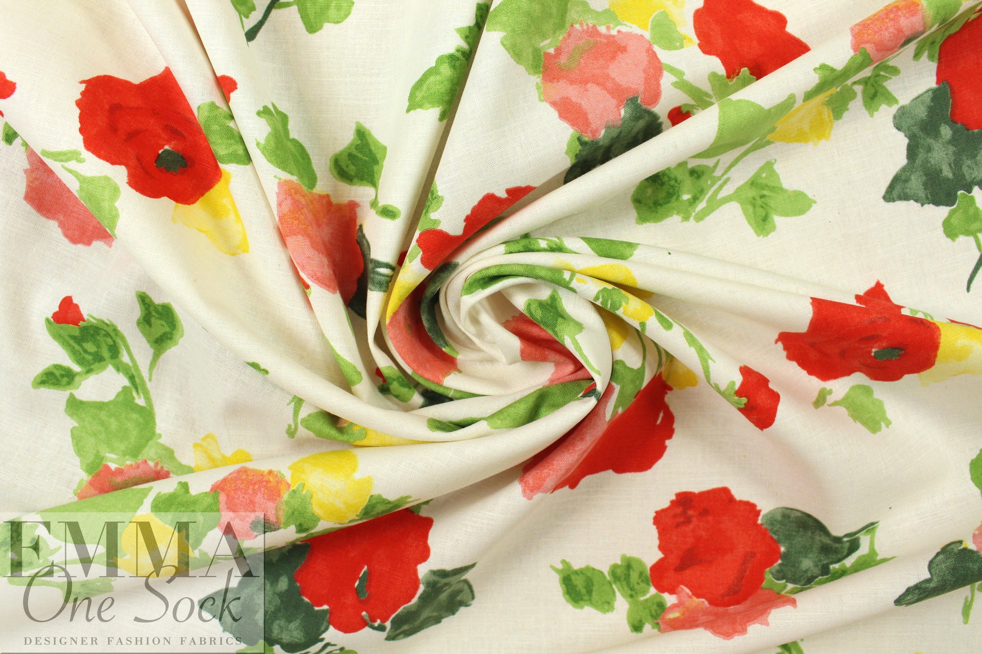Italian stylized floral linen/cotton woven