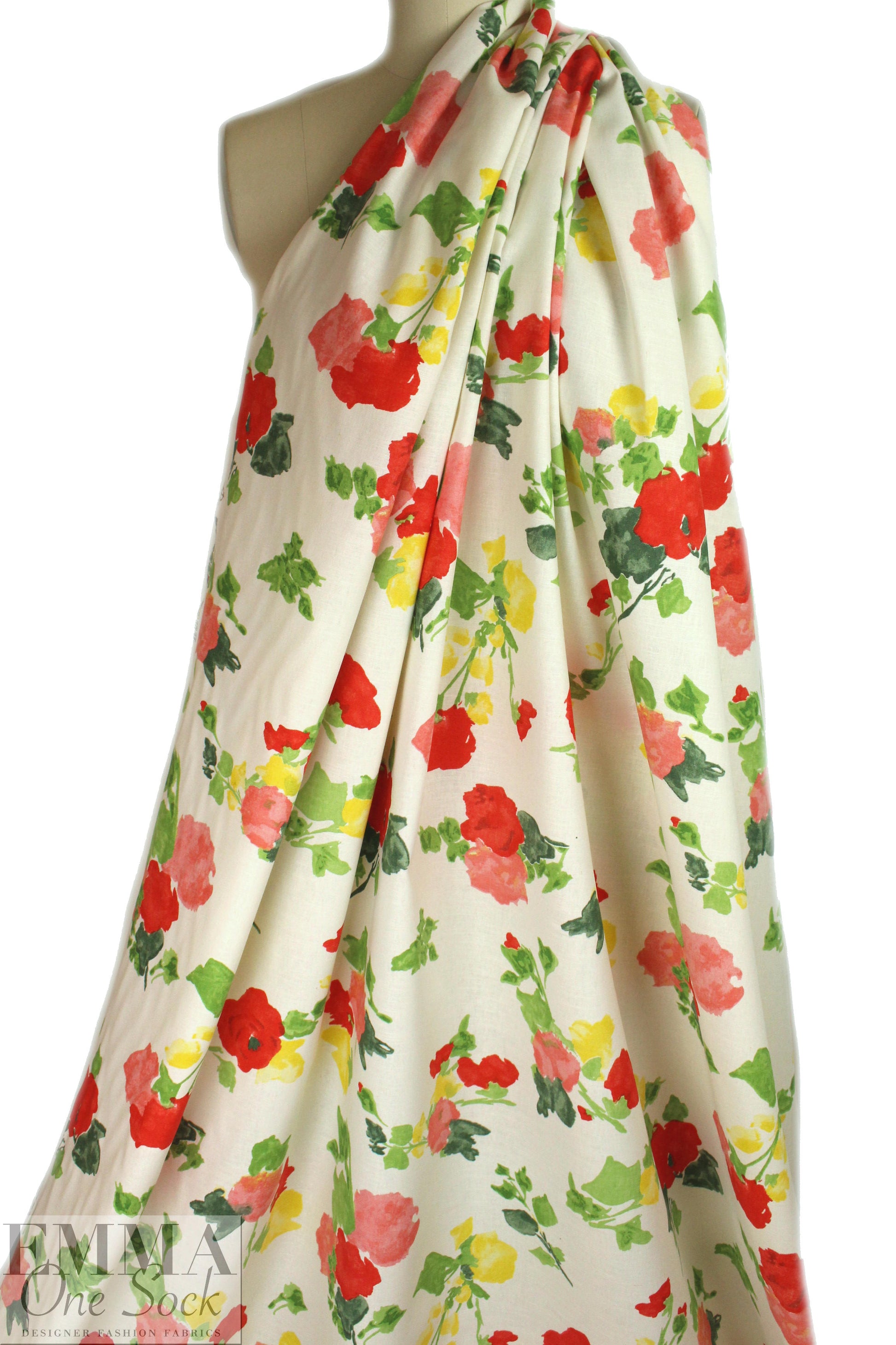Italian stylized floral linen/cotton woven