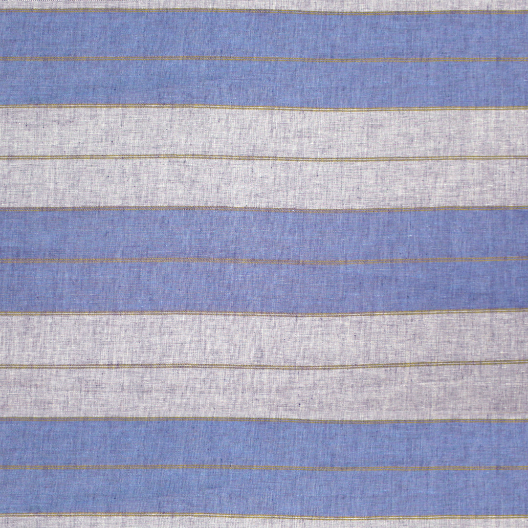 French all-linen shirt/dress weight striped woven - blue/indigo/brass 1.625 yds