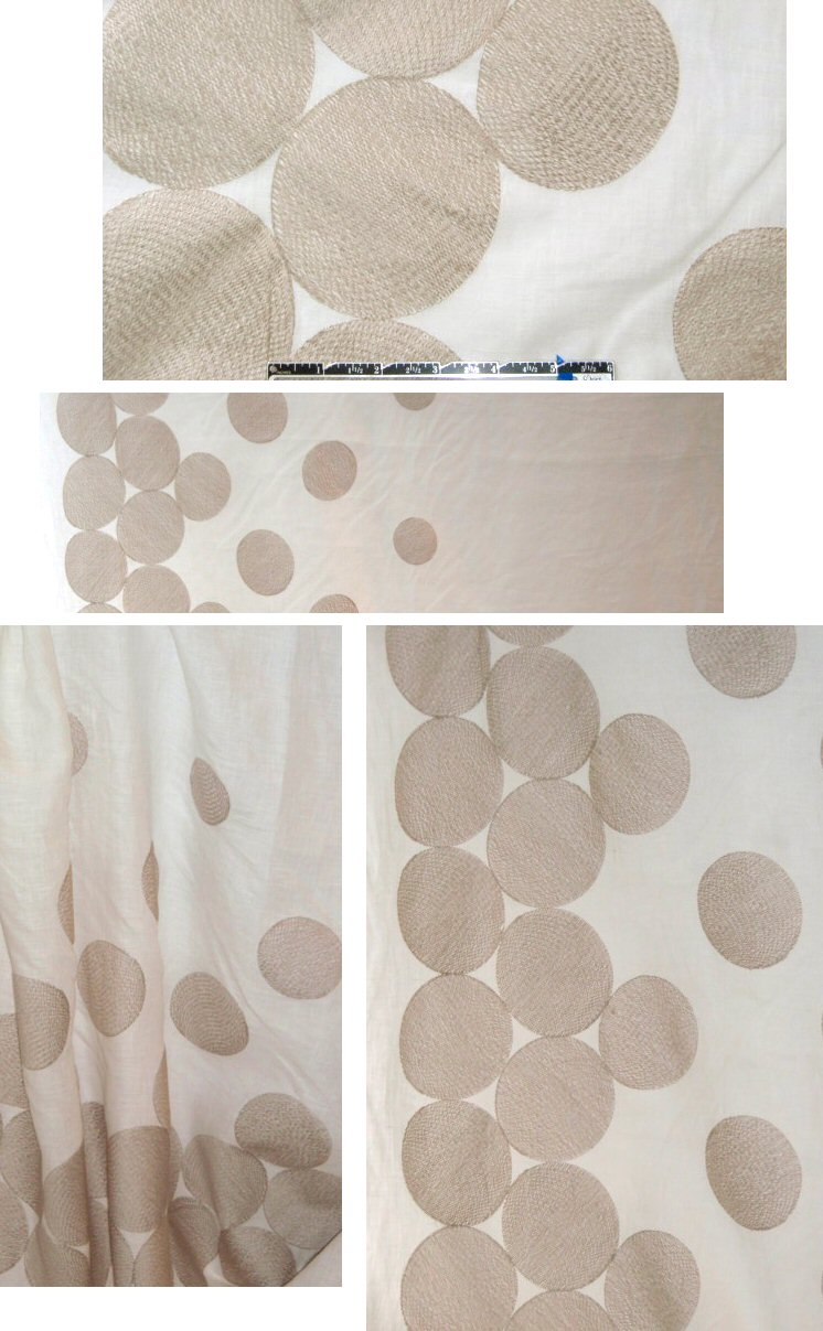Italian circle-embroidered linen/cotton - cream/khaki 1.625 yd