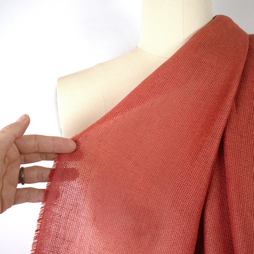 fine quality open weave linen - spiced coral .75 yds