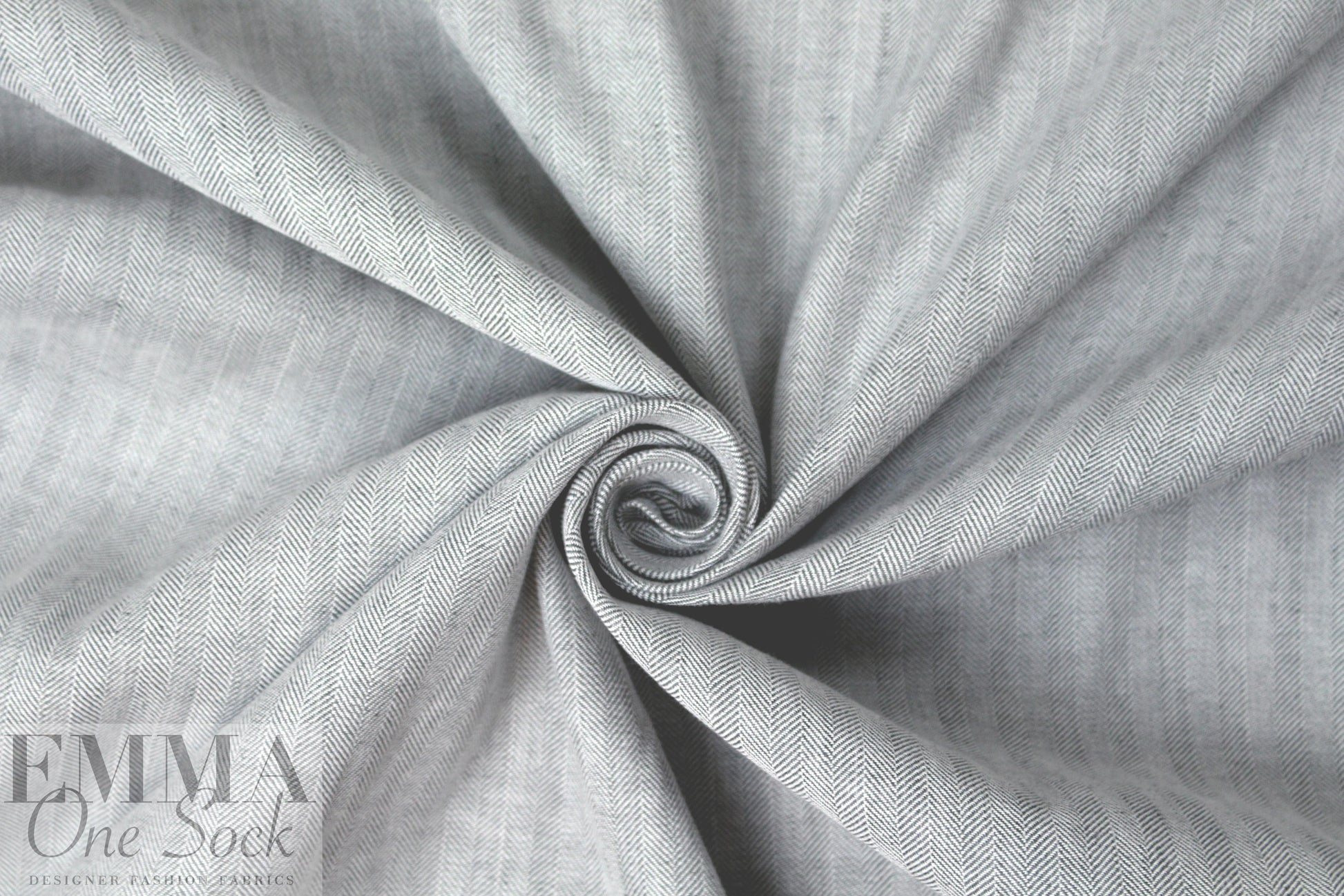 Italian linen/cotton herringbone stretch woven - gray