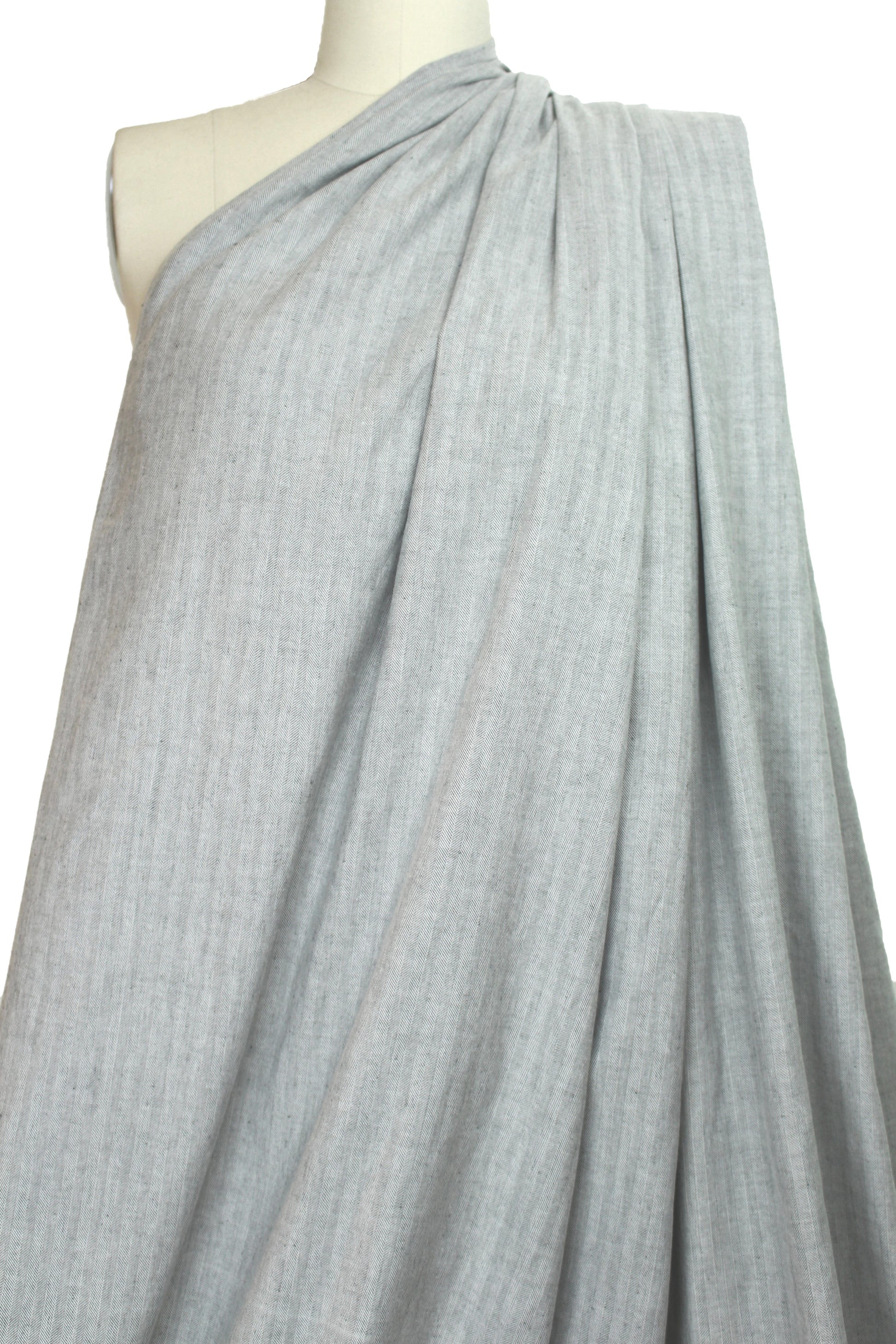 Italian linen/cotton herringbone stretch woven - gray