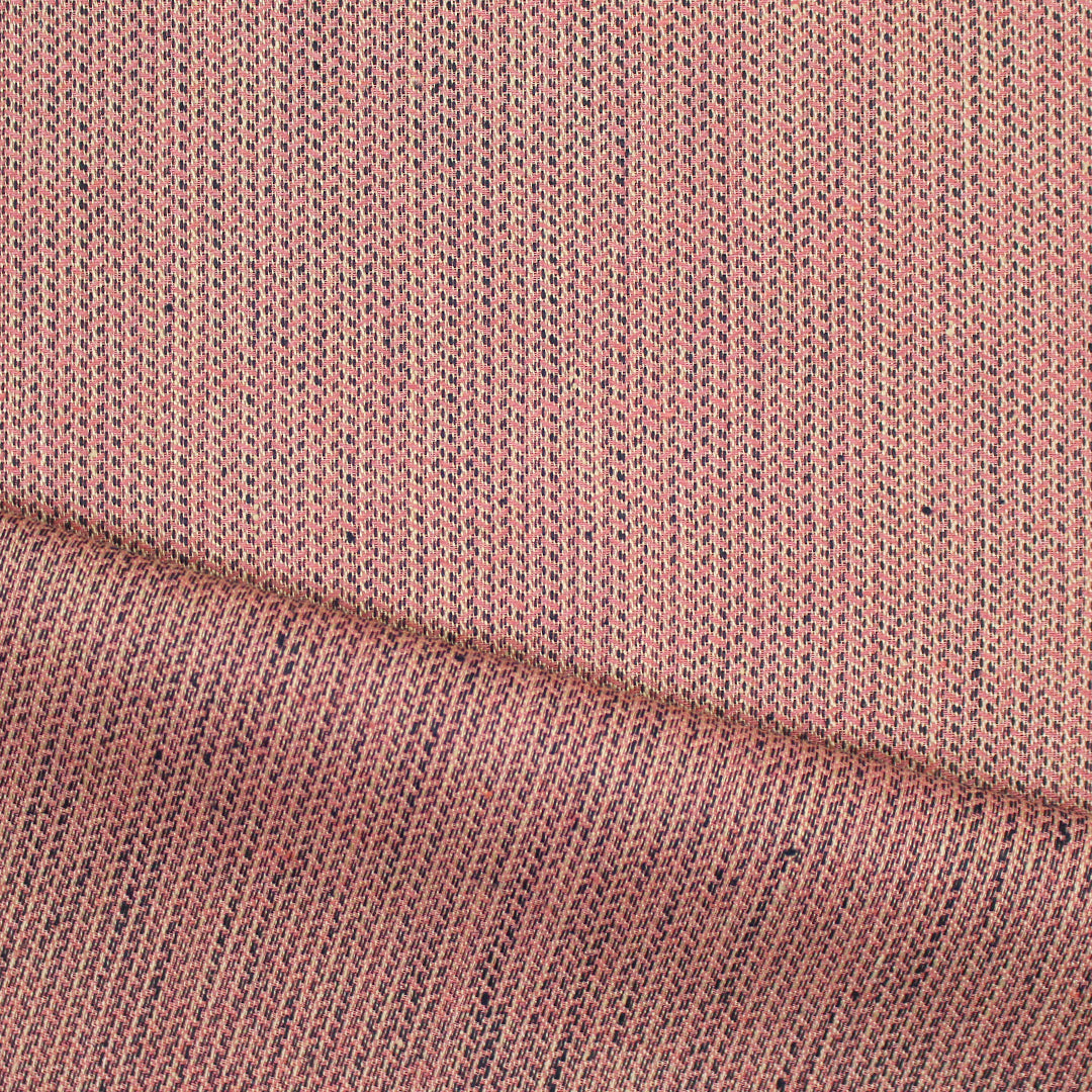 European linen novelty herringbone woven - peony/parchment/black 2.25 yd