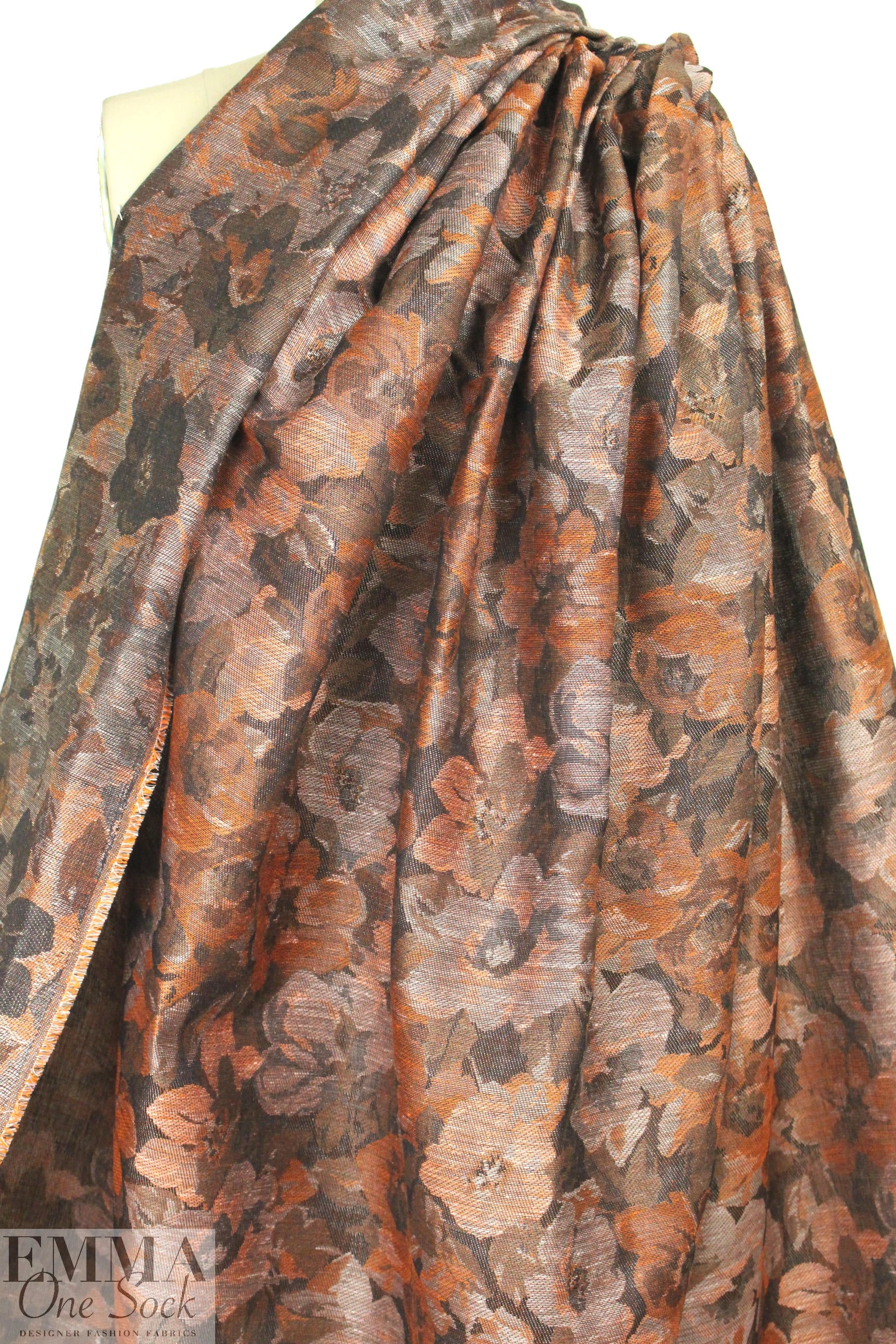 French linen/cotton vintage floral jacquard .875 yds