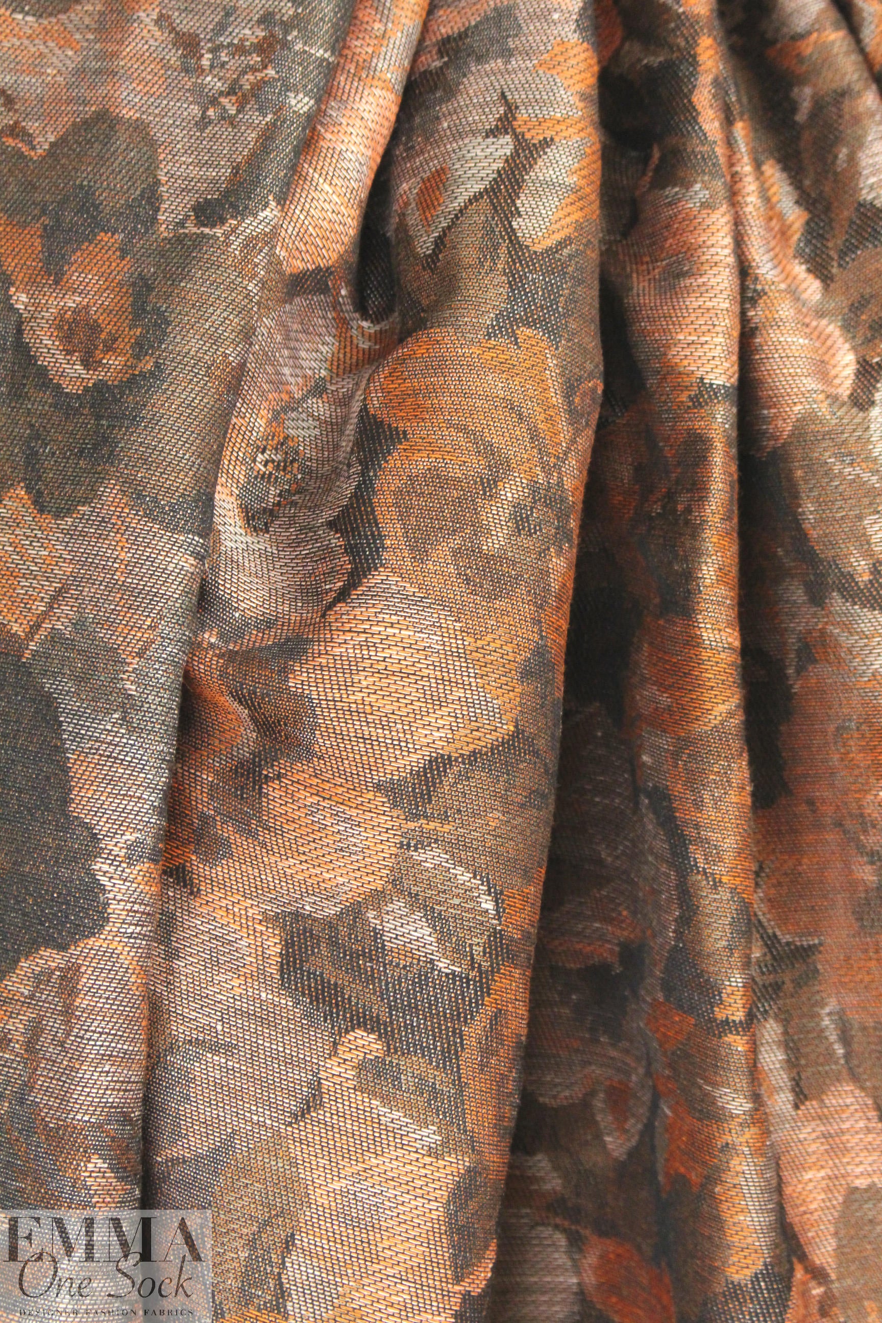 French linen/cotton vintage floral jacquard .875 yds