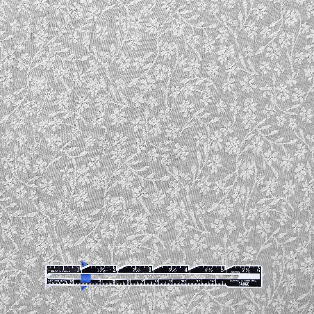 Italian linen blend crinkle texture floral jacquard - cool gray 1.75 yds