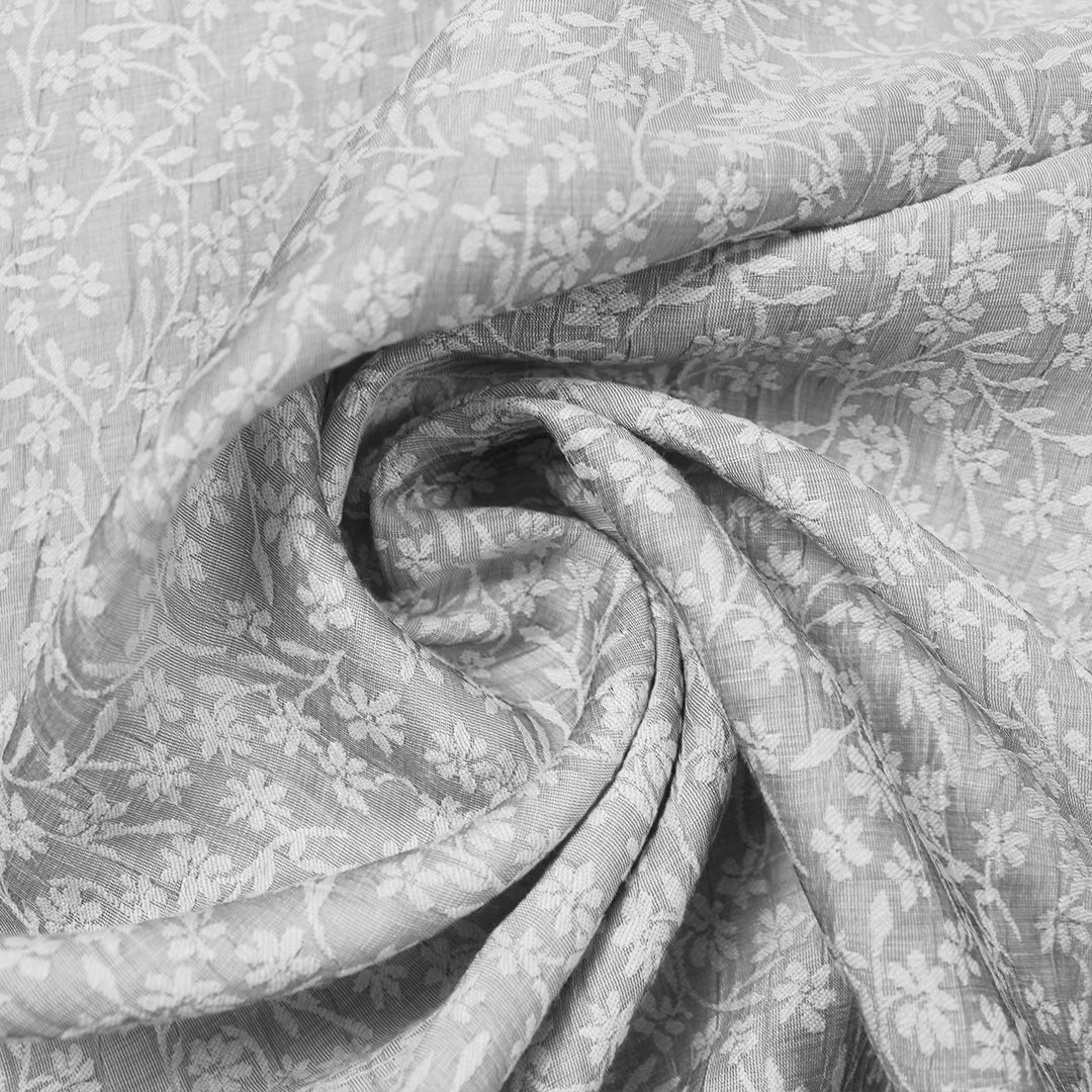 Italian linen blend crinkle texture floral jacquard - cool gray 1.75 yds