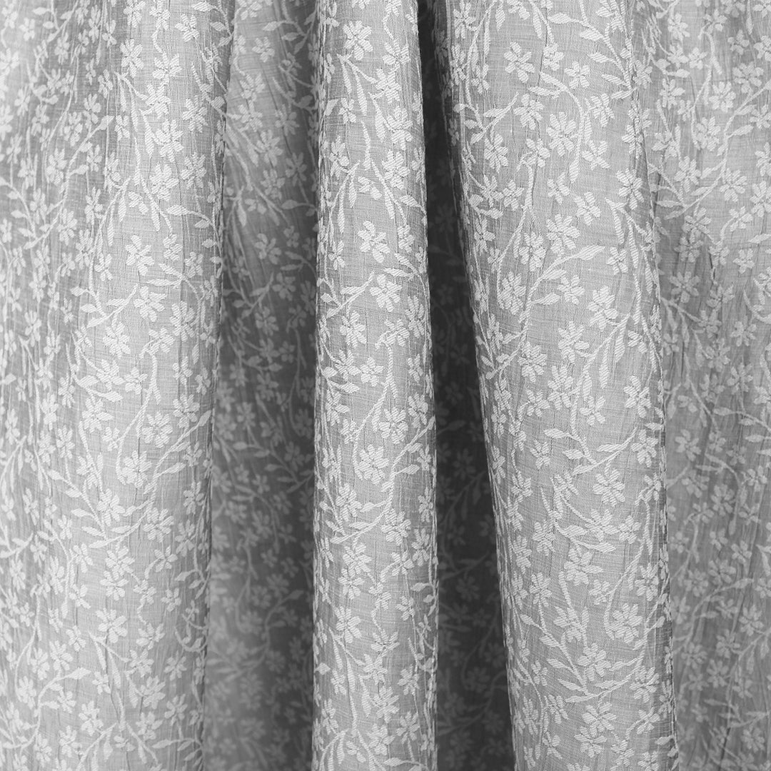 Italian linen blend crinkle texture floral jacquard - cool gray 1.75 yds