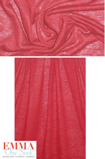 100% linen knit - soft red 1 yard