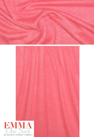 100% linen knit - bright coral 1 yard
