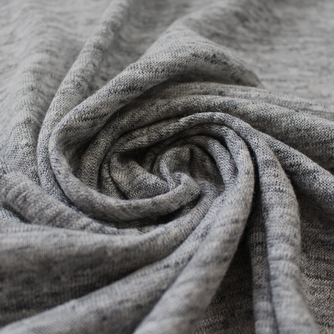 100% linen knit - med. grey melange .75 yds