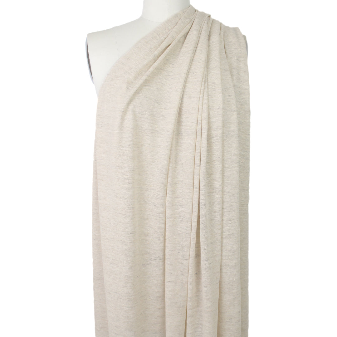 100% linen knit - oatmeal melange 1.5 yds