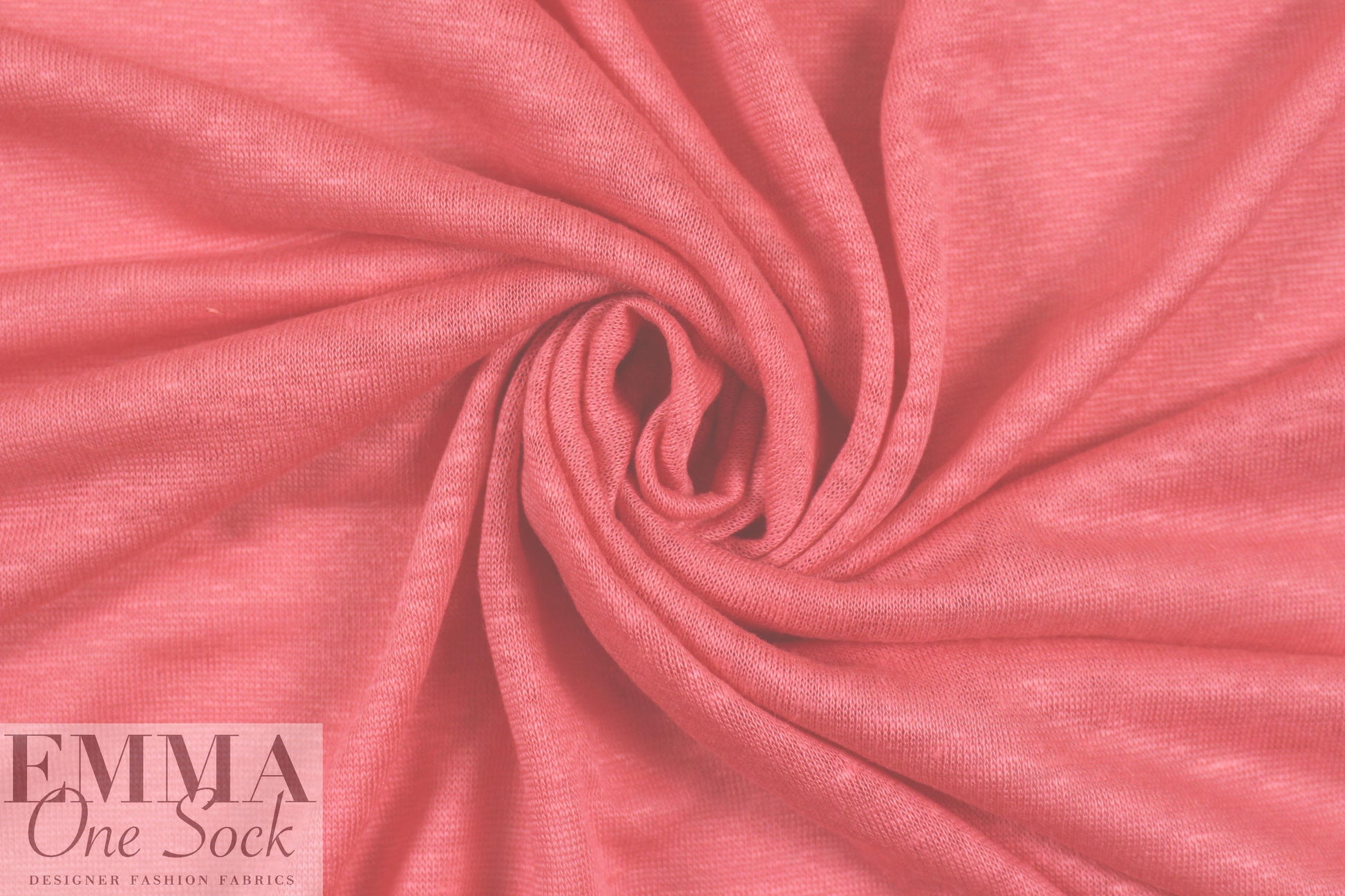 100% linen knit - bright coral 1 yard