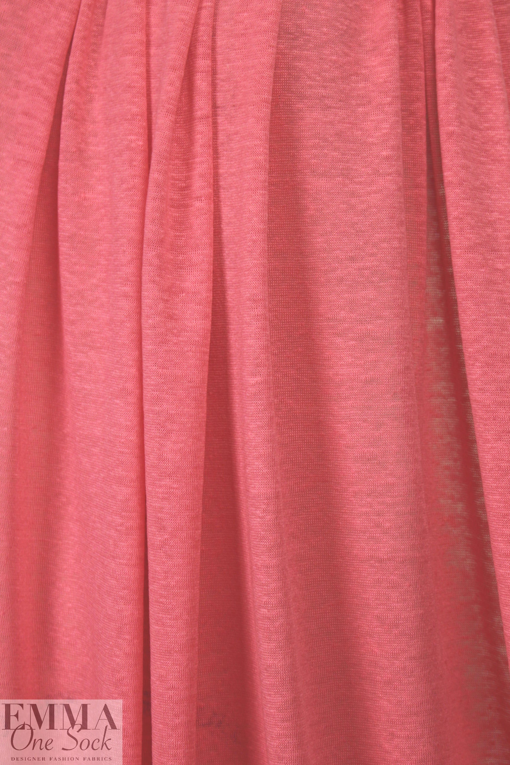 100% linen knit - bright coral 1 yard