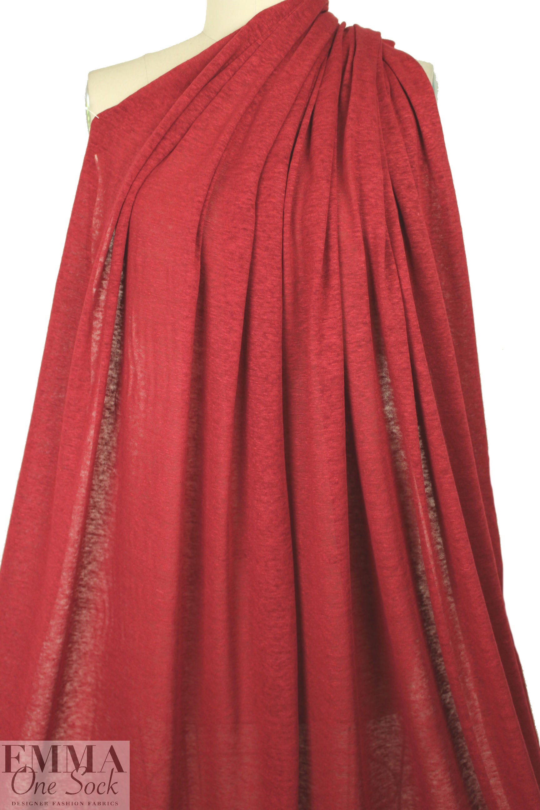 100% linen knit - soft red 1 yard
