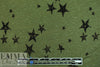NY designer loden/black star print linen knit