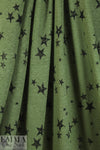 NY designer loden/black star print linen knit