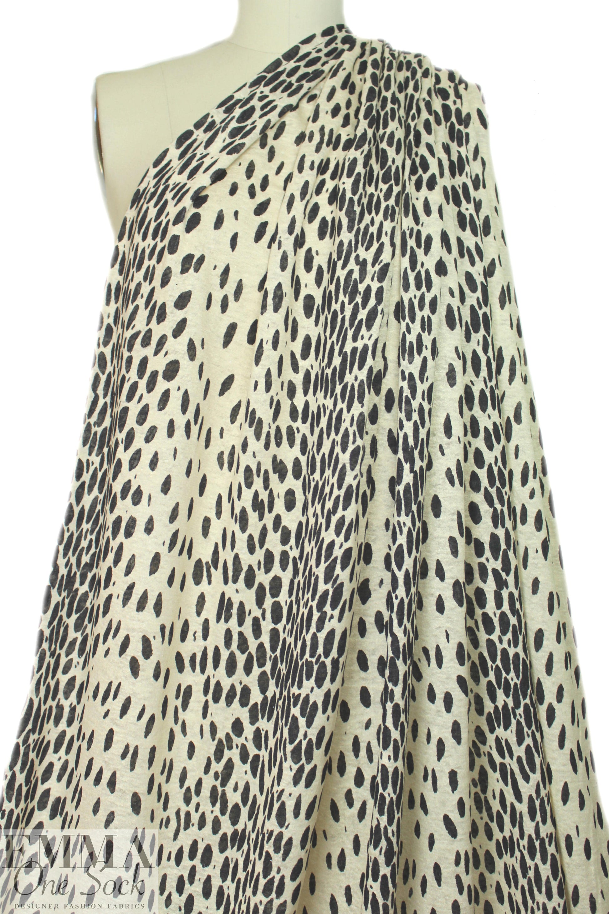 NY designer lightweight linen knit - animal dot .75 yds