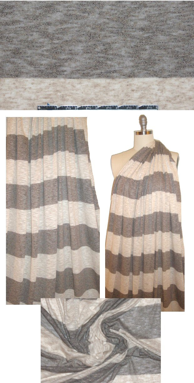 Italian linen/viscose earthy wide stripe knit 1.66 yd