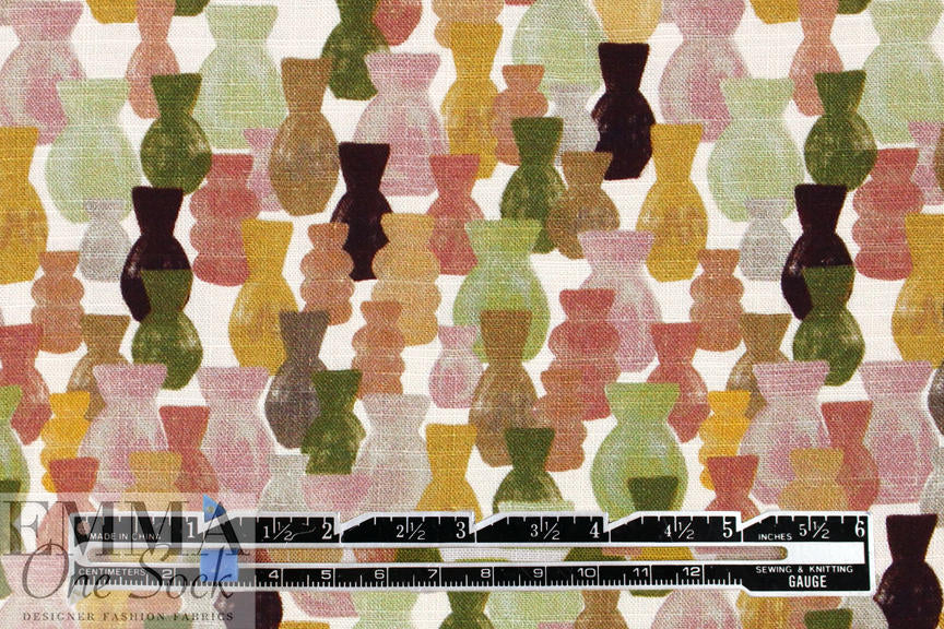 'vases' digital print linen-look rayon woven, Oeko-Tex cert. 1.125 yds