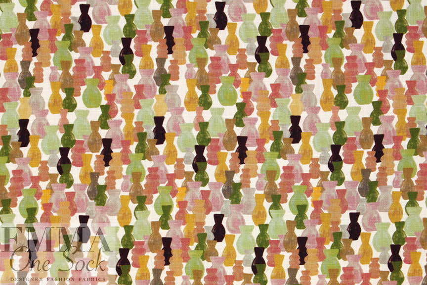 'vases' digital print linen-look rayon woven, Oeko-Tex cert. 1.125 yds
