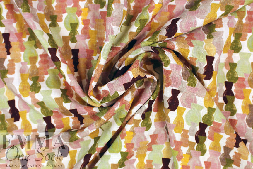 'vases' digital print linen-look rayon woven, Oeko-Tex cert. 1.125 yds
