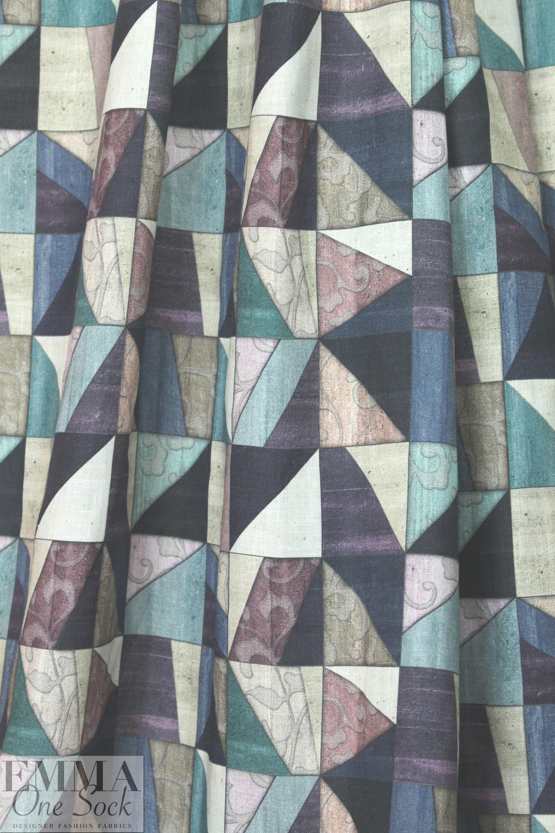 100% linen digital print - cubist graphic 2 yds