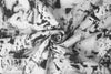 100% ramie woven digital print - black/white abstract