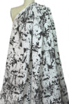 100% ramie woven digital print - black/white abstract