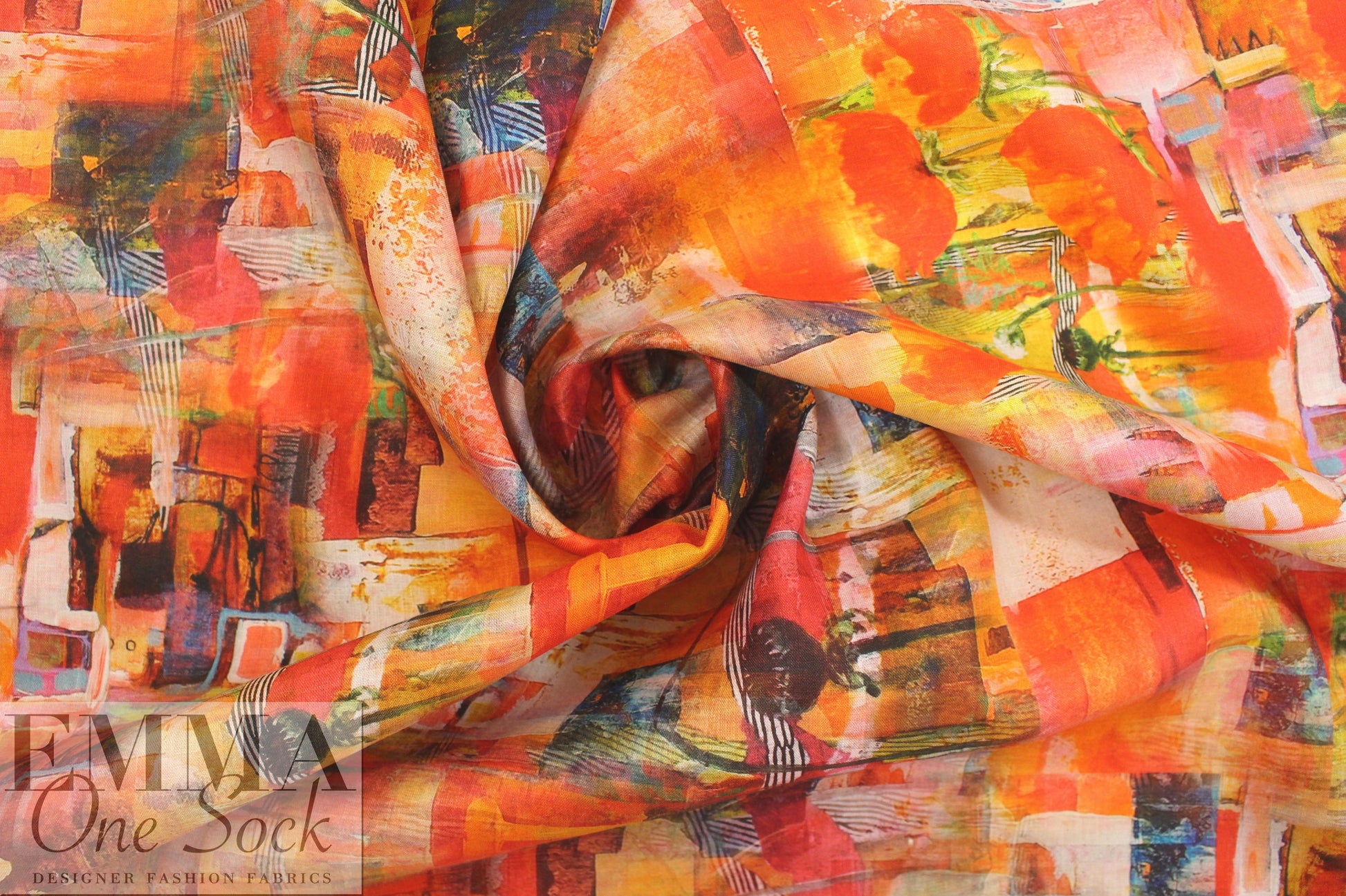 100% linen digital print - abstract spice montage