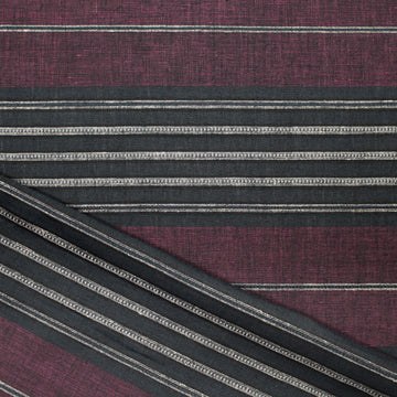 European 'midnight berry' novelty stripe linen woven .625 yds