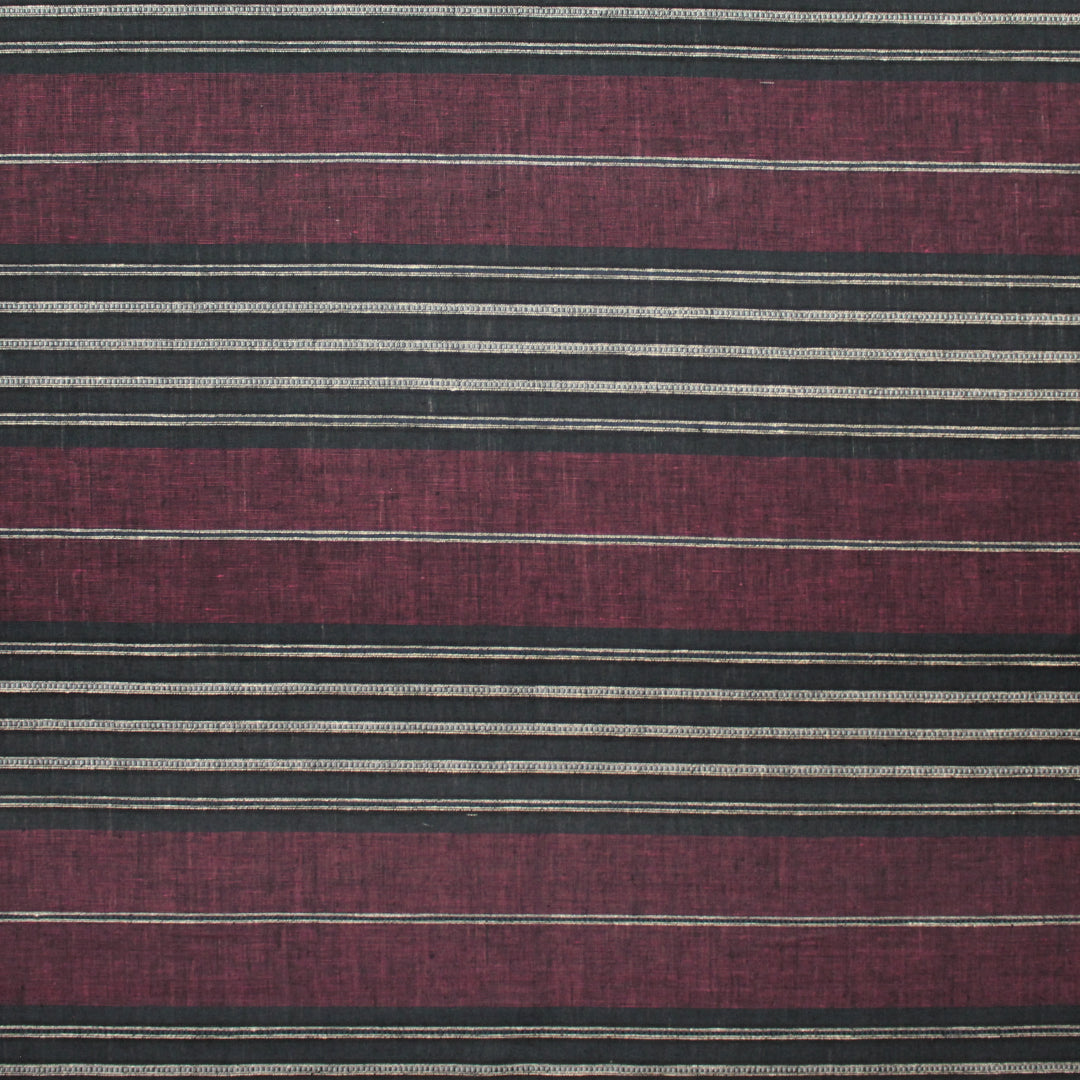 European 'midnight berry' novelty stripe linen woven .625 yds