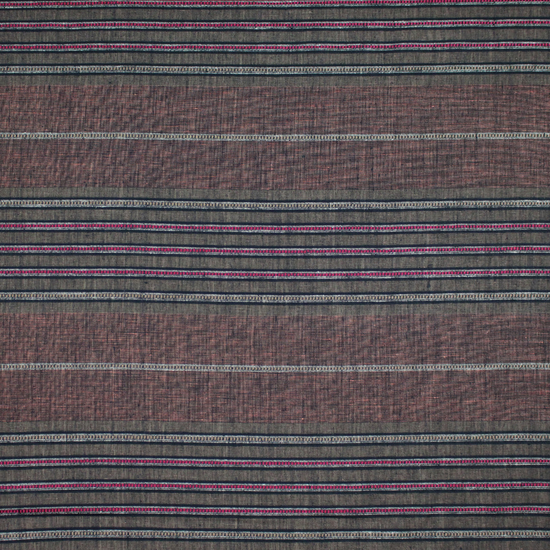 European 'berry blend' novelty stripe linen woven