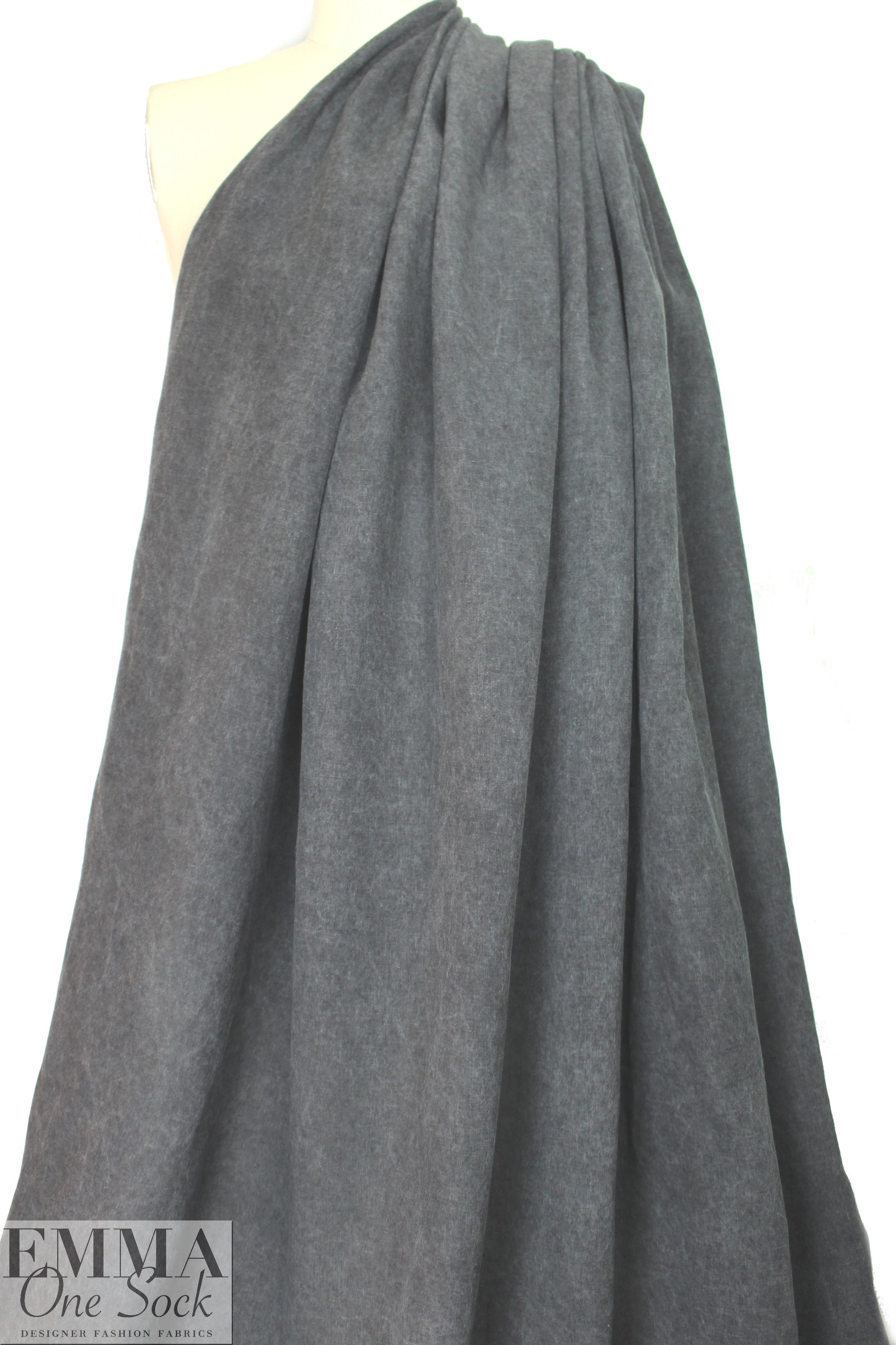 Italian 'hand-dyed' look rayon/linen blend woven - gray 3 yd
