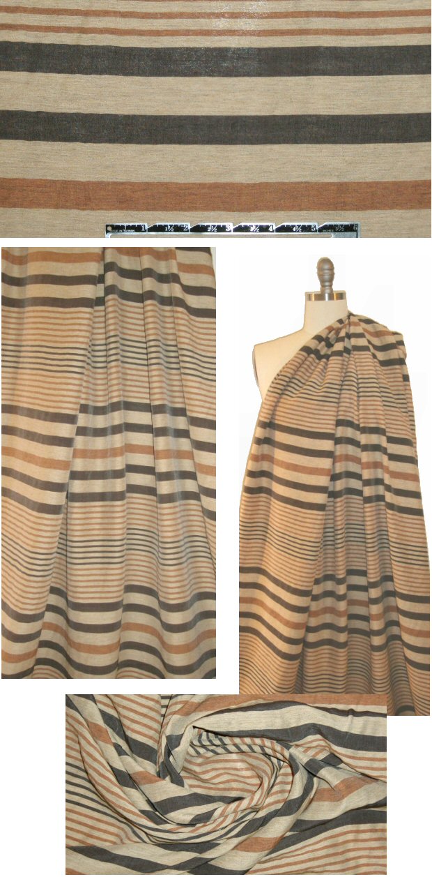 Italian linen/silk earthtones yarn-dye stripe woven