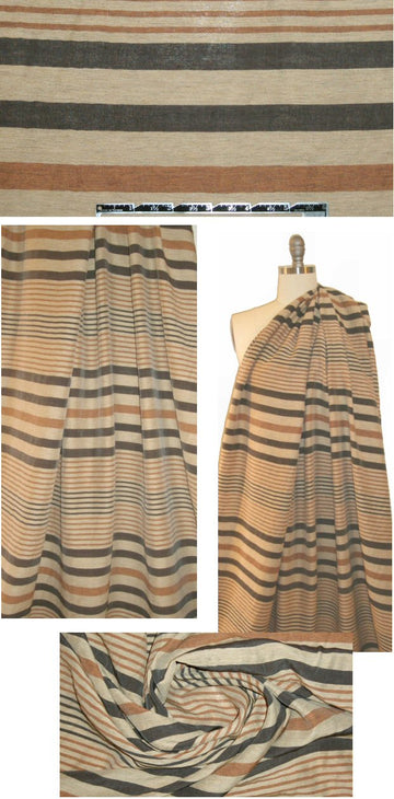 Italian linen/silk earthtones yarn-dye stripe woven