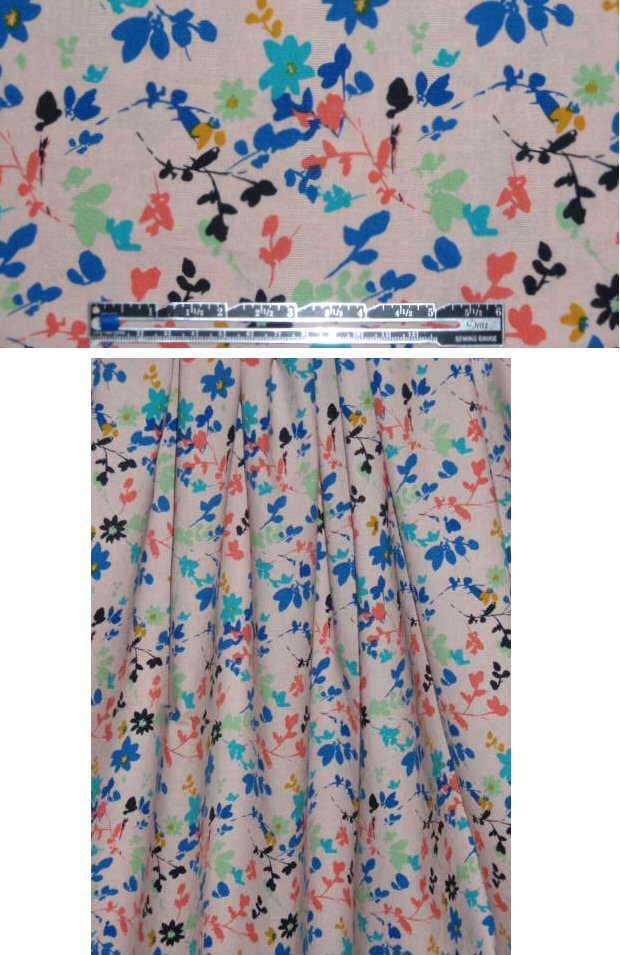 CA designer linen/lycra silhouette floral 1.66 yd