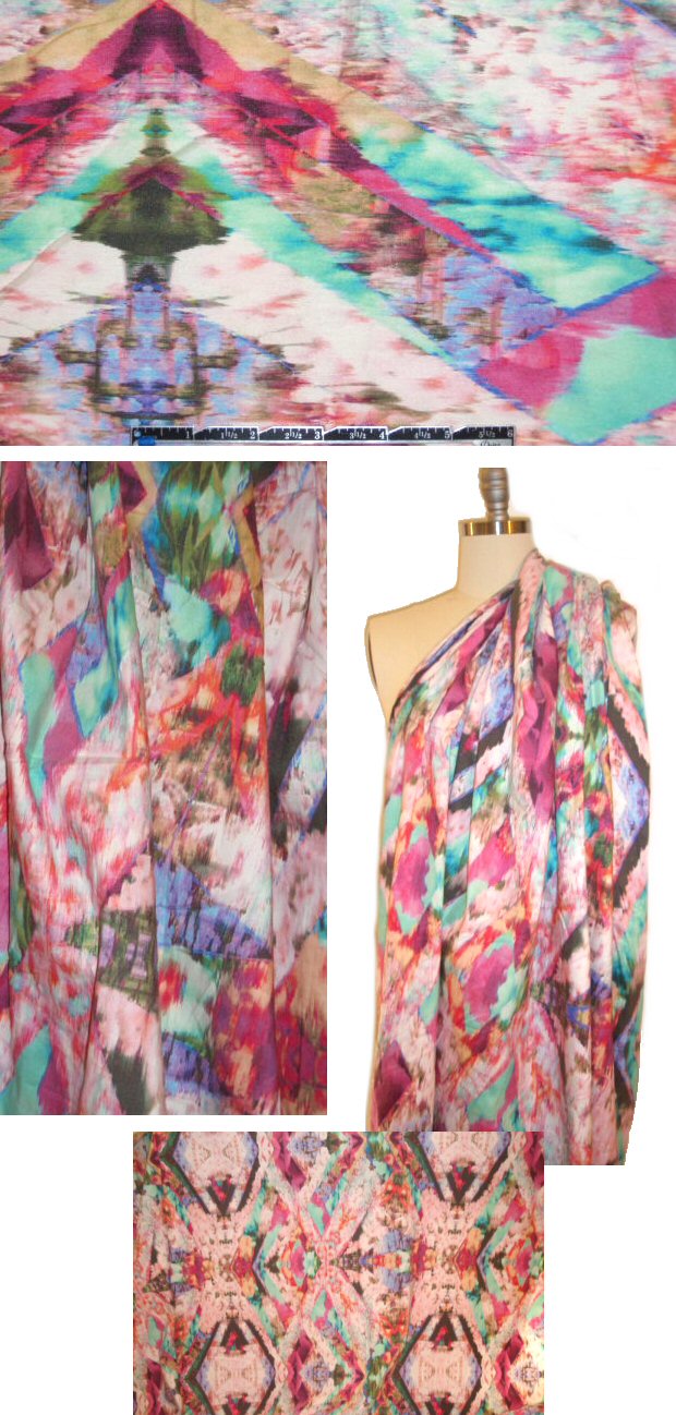 Italian linen stretch colorful digital ikat woven
